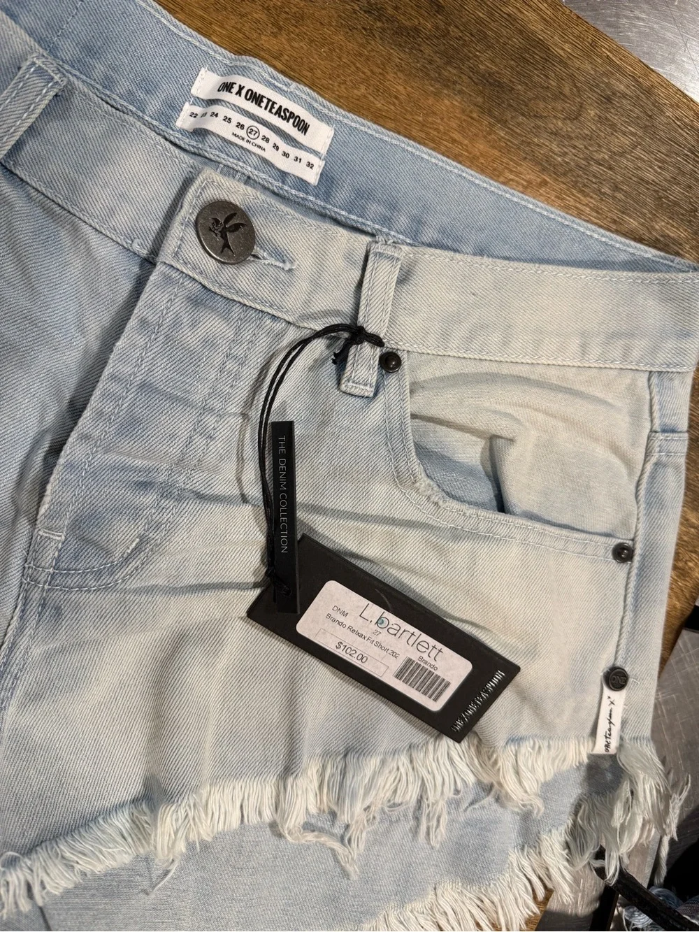 One X Oneteaspoon relaxed Fit ~Long RiseButton Fly ~Curved Raw Hem ~Color Brando